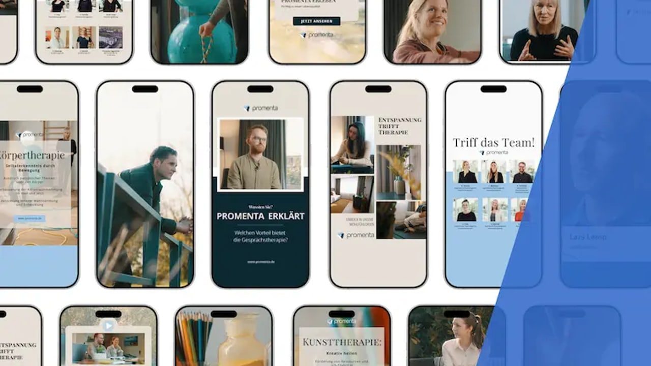 Vertikale Social-Media-Formate auf mehreren Smartphones
